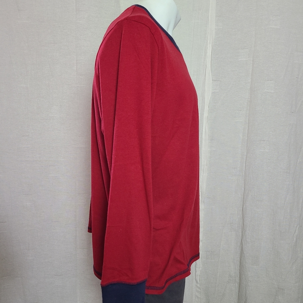 Original Weatherproof Vintage Men's XL Pajama Top Red Navy Cotton Long Sleeves - Picture 6 of 13